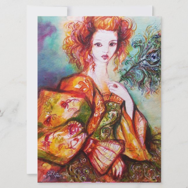 Invitation FEMME ROMANTIQUE AVEC PÂTE DE PÂTE ÉCLAIRANTE, Rou (Devant)