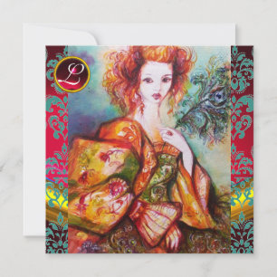 INVITATION FEMME ROMANTIQUE AVEC PÂTE DE PEACOCK ÉCLANTE