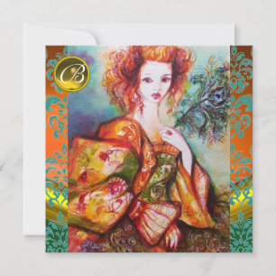 INVITATION FEMME ROMANTIQUE AVEC PÂTE DE PEACOCK ÉCLANTE