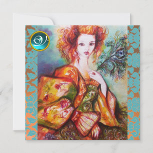 INVITATION FEMME ROMANTIQUE AVEC PÂTE DE PEACOCK ÉCLANTE