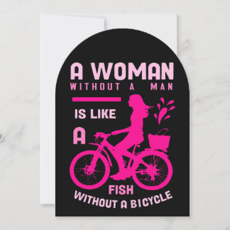Invitation femme rose sans homme comme poisson vélo féministe