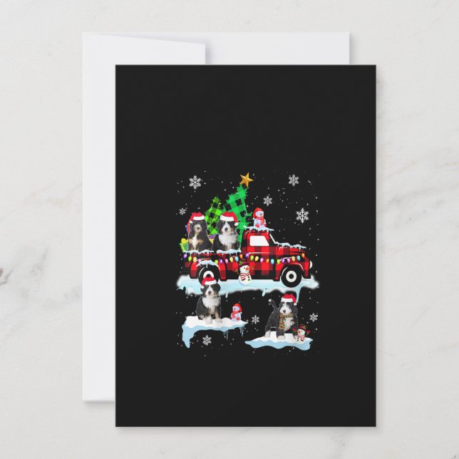 Invitation Femme Santa Bernedoodle sur un pick-up à carreaux  (Devant)