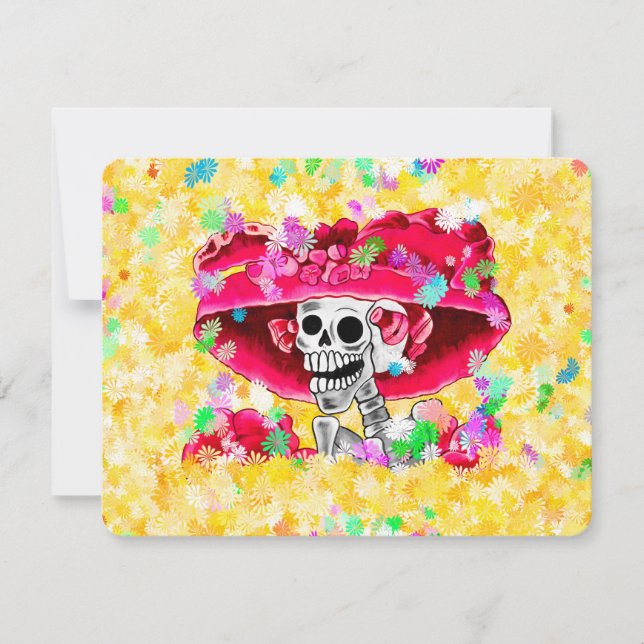 Invitation Femme squelette riant Dia De Los Muertos (Devant)