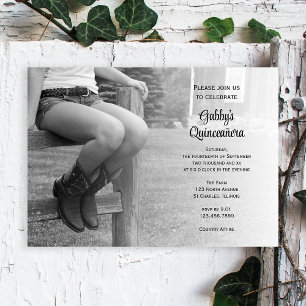 Invitation Femme sur la clôture Western Barn Party Quinceañer