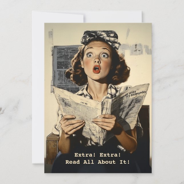 Invitation Femme surprise à lire le journal (Devant)