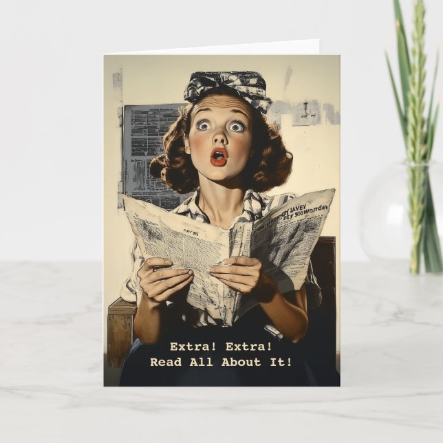 Invitation Femme surprise à lire le journal (Devant)