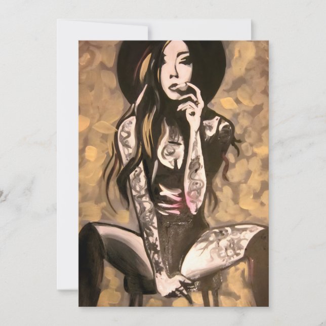 Invitation Femme Tatouée en Or  (Devant)