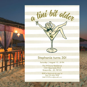 Invitation Femme Un Peu Plus Âgée Martini Rétro 30e Anniversa