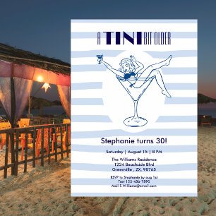 Invitation Femme Un Peu Plus Âgée Thème Martini 30e Anniversa