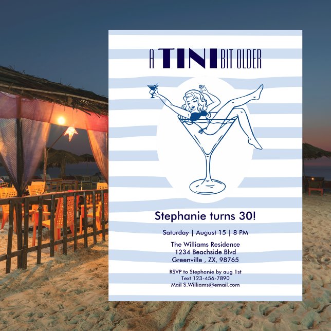 Invitation Femme Un Peu Plus Âgée Thème Martini 30e Anniversa (Créateur téléchargé)