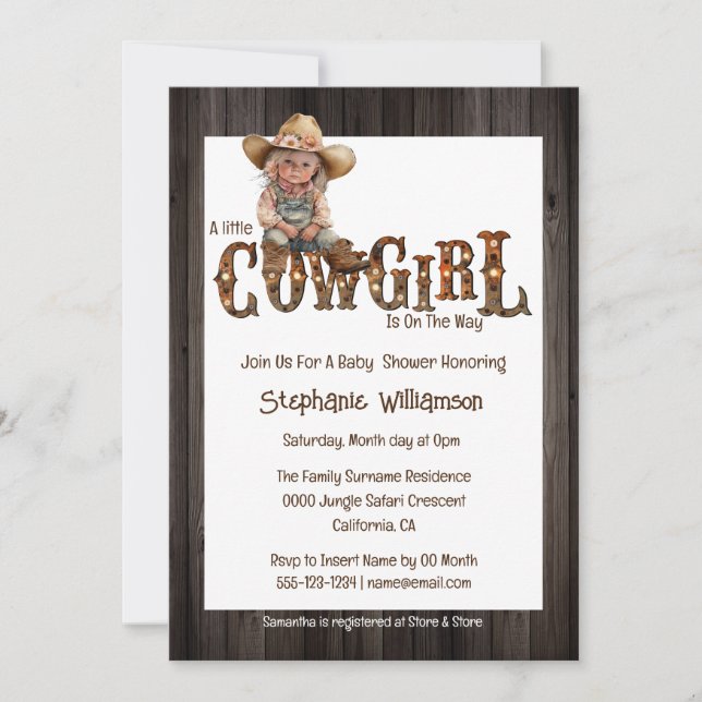 Invitation Femme vêtue de bottes de cow-boy casquette ouest (Devant)
