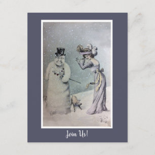Invitation Femme victorienne et Snowman anthropomorphique