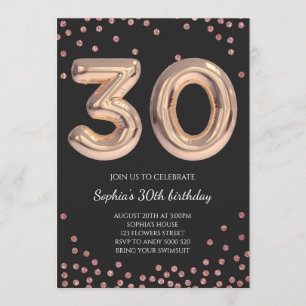 Invitation Femmes 30e anniversaire 30e Rose Gold Elegant