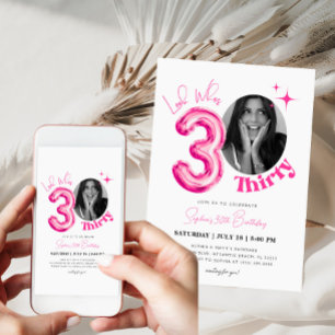 Invitation Femmes 30e anniversaire Ballon rose photo moderne