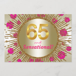 Invitation FEMMES 65ème anniversaire Fête Fuchsia Pink Gold