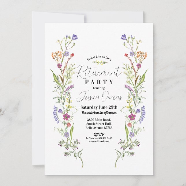 Invitation Femmes à la retraite Fleurs sauvages Floral Ditsy (Devant)
