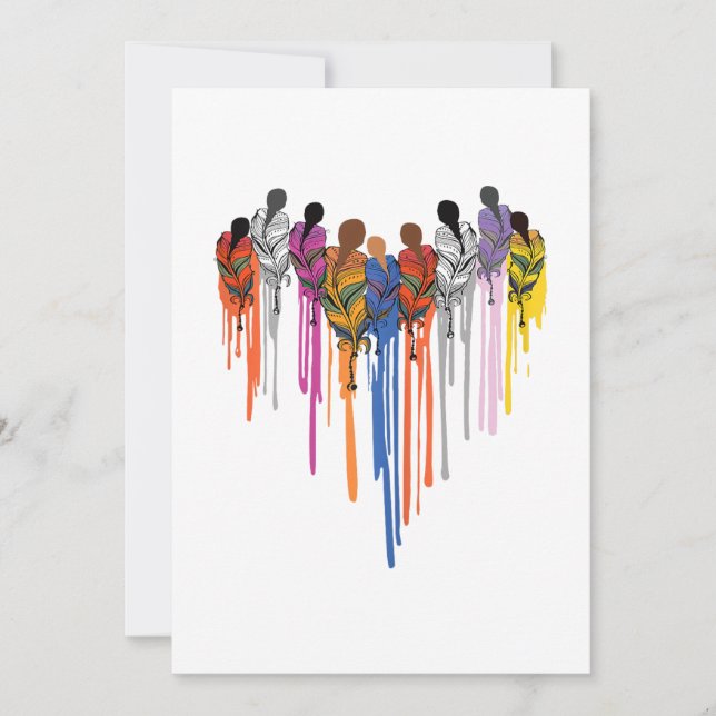 Invitation Femmes forme de cœur aquarelle amérindienne (Devant)