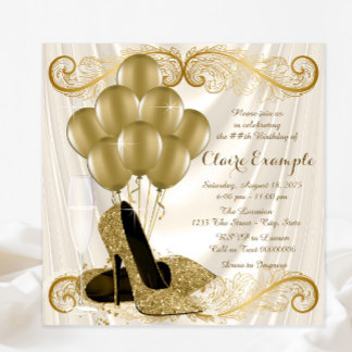 Invitation Femmes ivoire et or fête d'anniversaire Glamor Sat