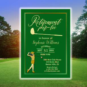 Invitation Femmes Retraite Golf Party Classic Green Golden