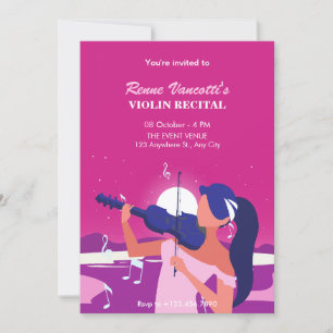 Invitation Femmes roses jouant du violon récital