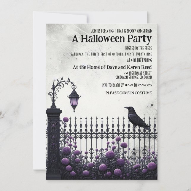 Invitation Fence gothique Parti d'Halloween (Devant)