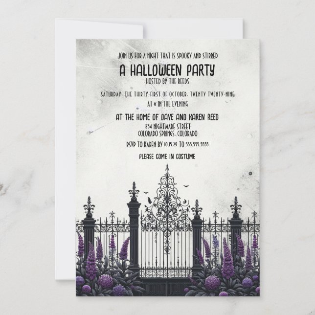 Invitation Fence gothique Parti d'Halloween (Devant)