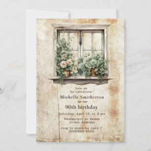 Invitation Fenêtre Jardin Succulents Rustique 90e anniversair