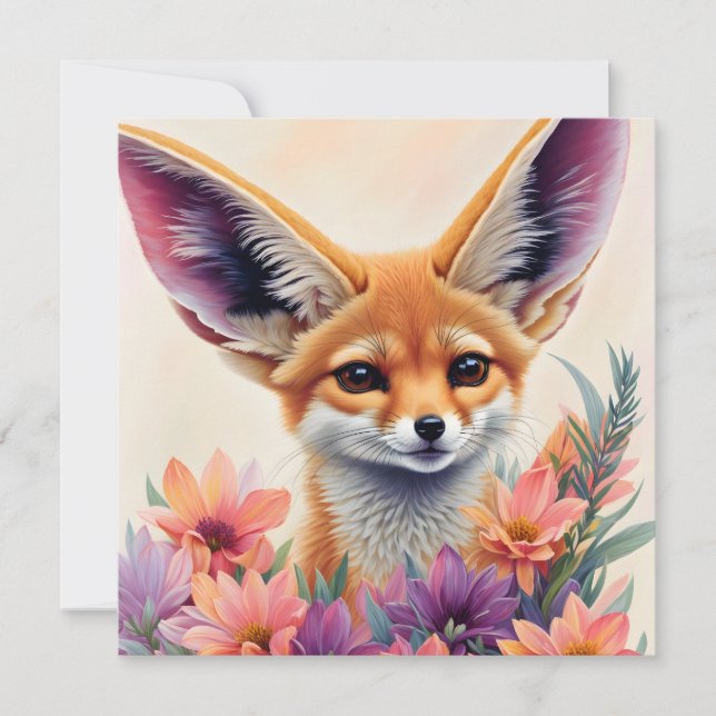 Invitation Fennec Fox Floral Art (Devant)