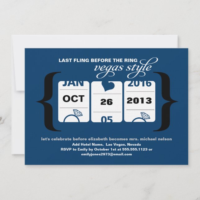 Invitation Fente machine à sous Bachelorette Party à Vegas (Devant)