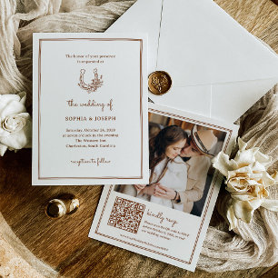 Invitation Fer à cheval floral Mariage occidental cuivre ro