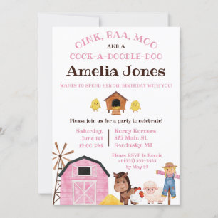 Invitation Ferme, Animaux Barniard, Fête d'anniversaire pour 