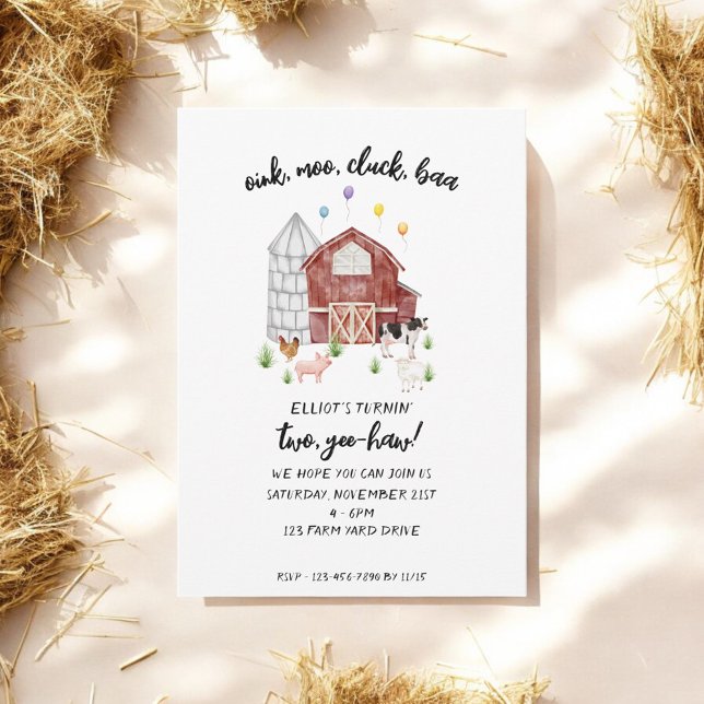 Invitation Ferme Animaux de ferme Barnyard Anniversaire (Créateur téléchargé)