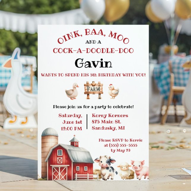 Invitation Ferme, Animaux de la Cour, Fête d'Anniversaire Enf (Créateur téléchargé)