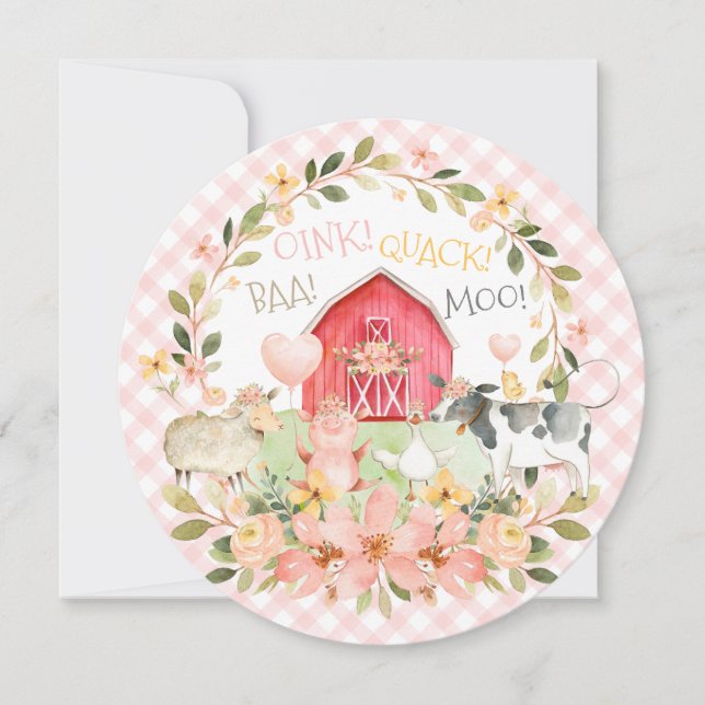 Invitation Ferme Anniversaire Bêê Coin Coin Meuh (Devant)