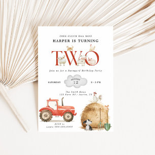 Invitation Ferme Barnyard Deuxième anniversaire