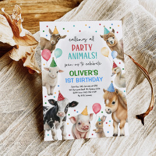 Invitation Ferme Barnyard Party Animaux Ballons Garçon Annive