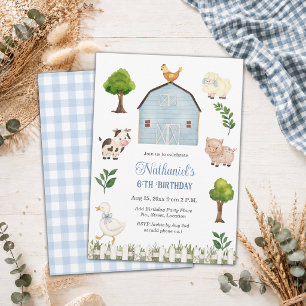 Invitation Ferme d'animaux à l'aquarelle Fête d'anniversaire