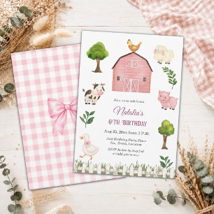 Invitation Ferme d'animaux à l'aquarelle Fête d'anniversaire