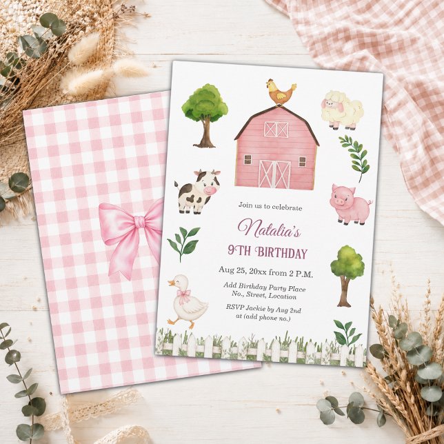 Invitation Ferme d'animaux à l'aquarelle Fête d'anniversaire  (Créateur téléchargé)