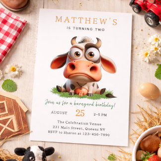 Invitation Ferme d'animaux de compagnie vache mignonne pour u