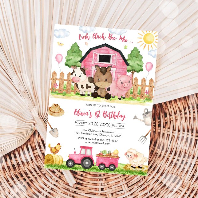 Invitation Ferme d'animaux de naissance Oink Baa Quack Moo (Créateur téléchargé)