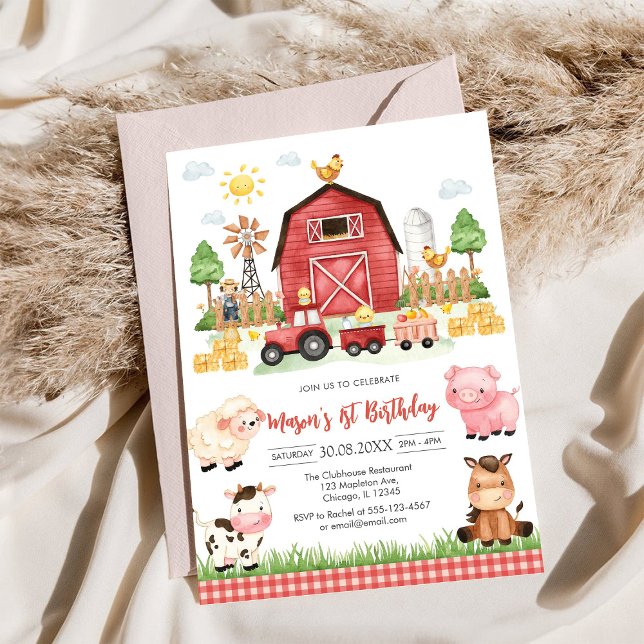 Invitation Ferme d'animaux de naissance Oink Baa Quack Moo (Créateur téléchargé)