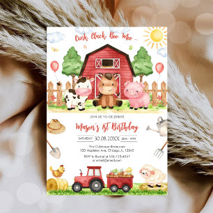 Invitation Ferme d'animaux de naissance Oink Baa Quack Moo