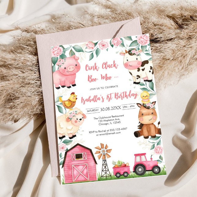 Invitation Ferme d'animaux de naissance Oink Baa Quack Moo (Créateur téléchargé)