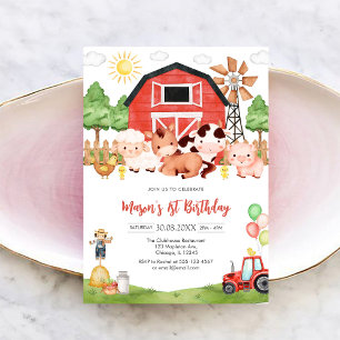Invitation Ferme d'animaux de naissance Oink Baa Quack Moo