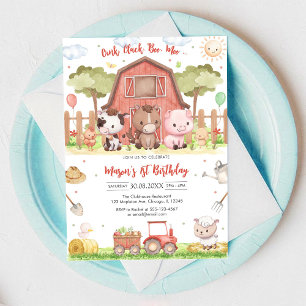 Invitation Ferme d'animaux de naissance Oink Baa Quack Moo