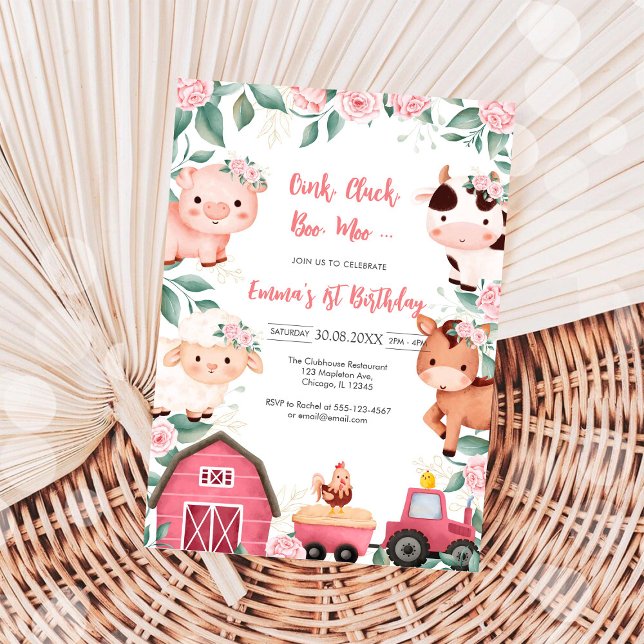 Invitation Ferme d'animaux de naissance Oink Baa Quack Moo (Créateur téléchargé)