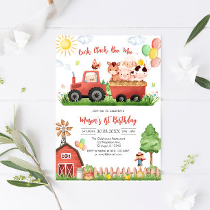 Invitation Ferme d'animaux de naissance Oink Baa Quack Moo