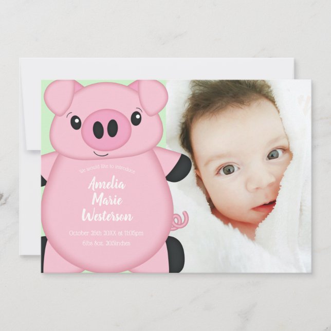 Invitation Ferme de Baby shower de porc (Devant)