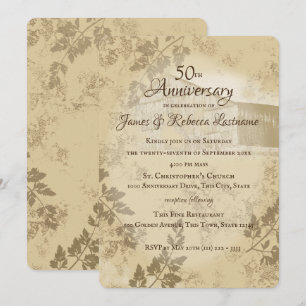 Invitation Ferme de campagne en or antique 50e anniversaire d